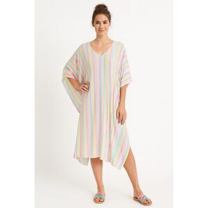 Caftan Women's O/S Pastel Multi Stripe Cover Up Beachy